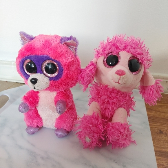 Ty beanie baby| Patsy / Roxie /& Marci pink raccoon & poodle & black teeny Dog - Picture 2 of 10